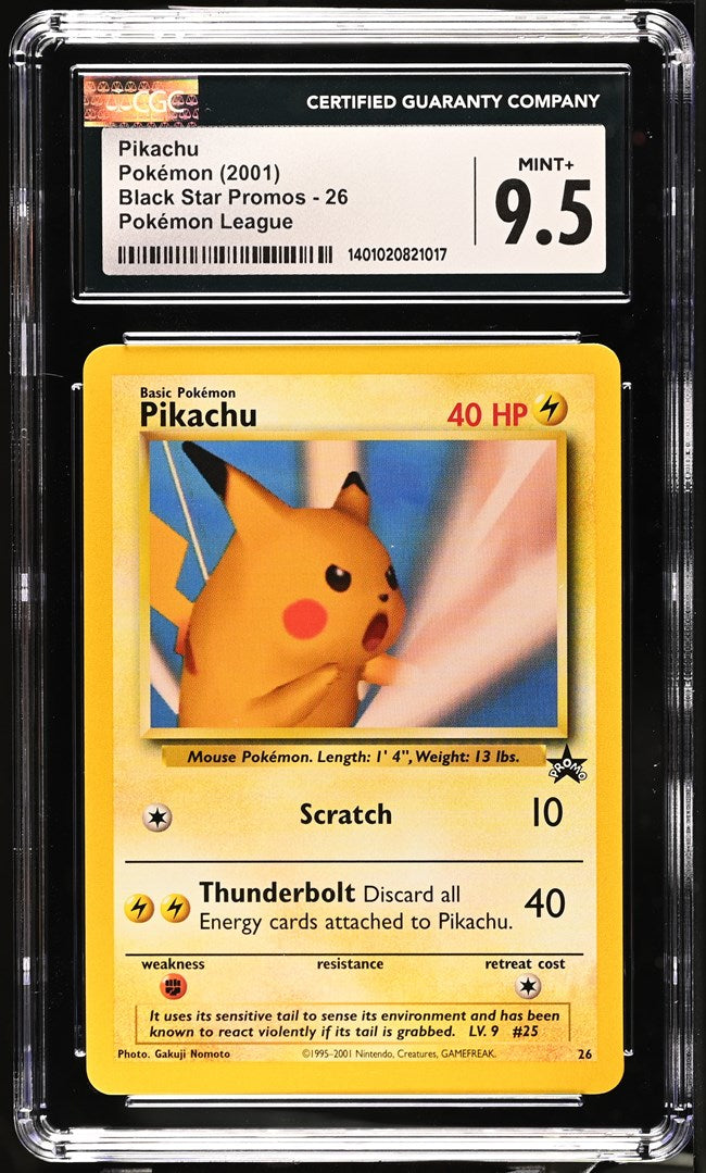 (CGC 9.5) Pikachu Pokémon 2001 English Black Star Promos - WotC 26 Pokémon League