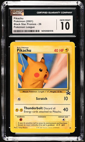 (CGC 10) Pikachu Pokémon 2001 English Black Star Promos - WotC 26 Pokémon League